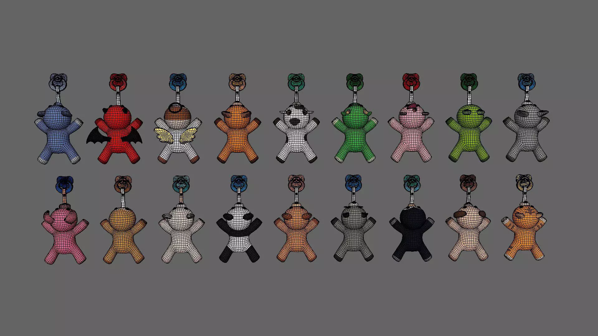 Binkies aka Pacifiers Pack 01 Low-poly 3D model_8