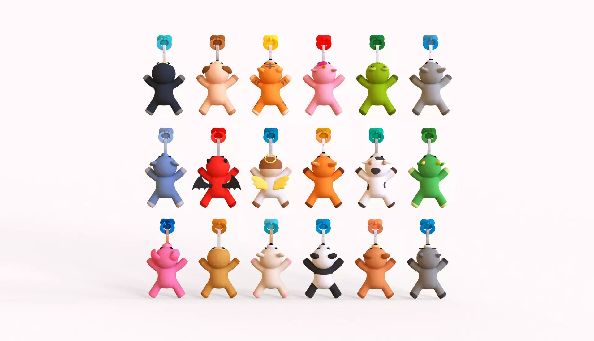 Binkies aka Pacifiers Pack 01 Low-poly 3D model_0