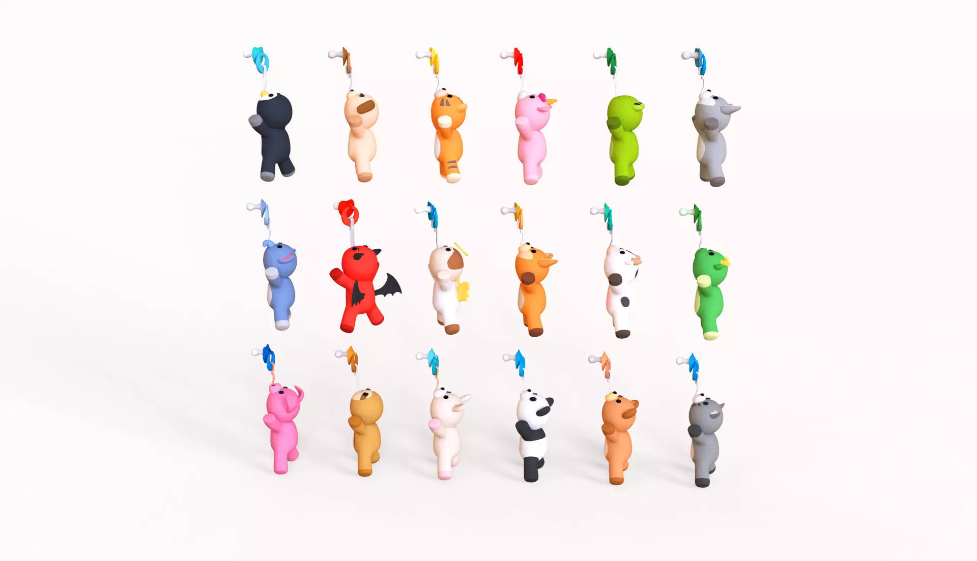 Binkies aka Pacifiers Pack 01 Low-poly 3D model_3