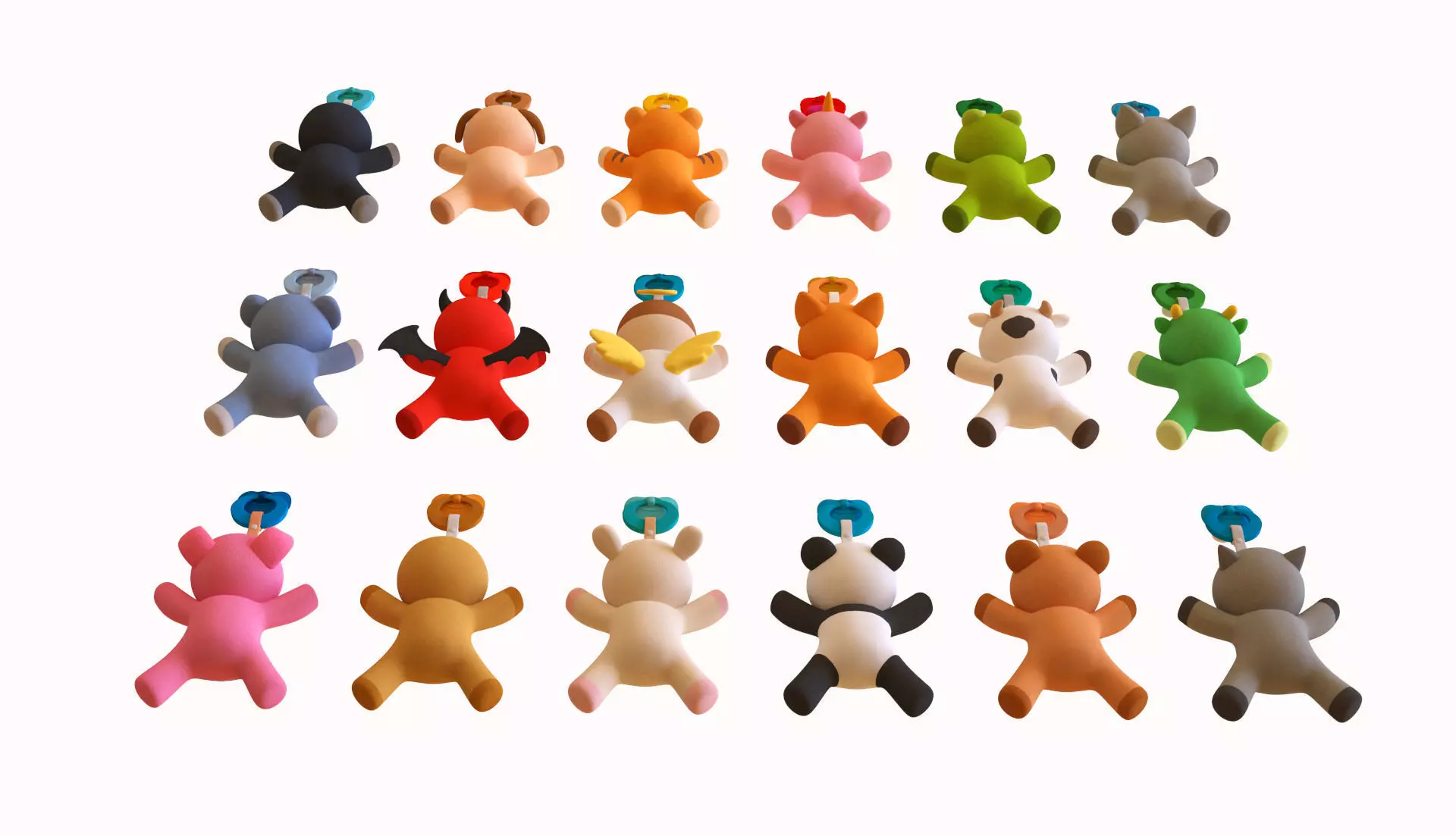 Binkies aka Pacifiers Pack 01 Low-poly 3D model_5