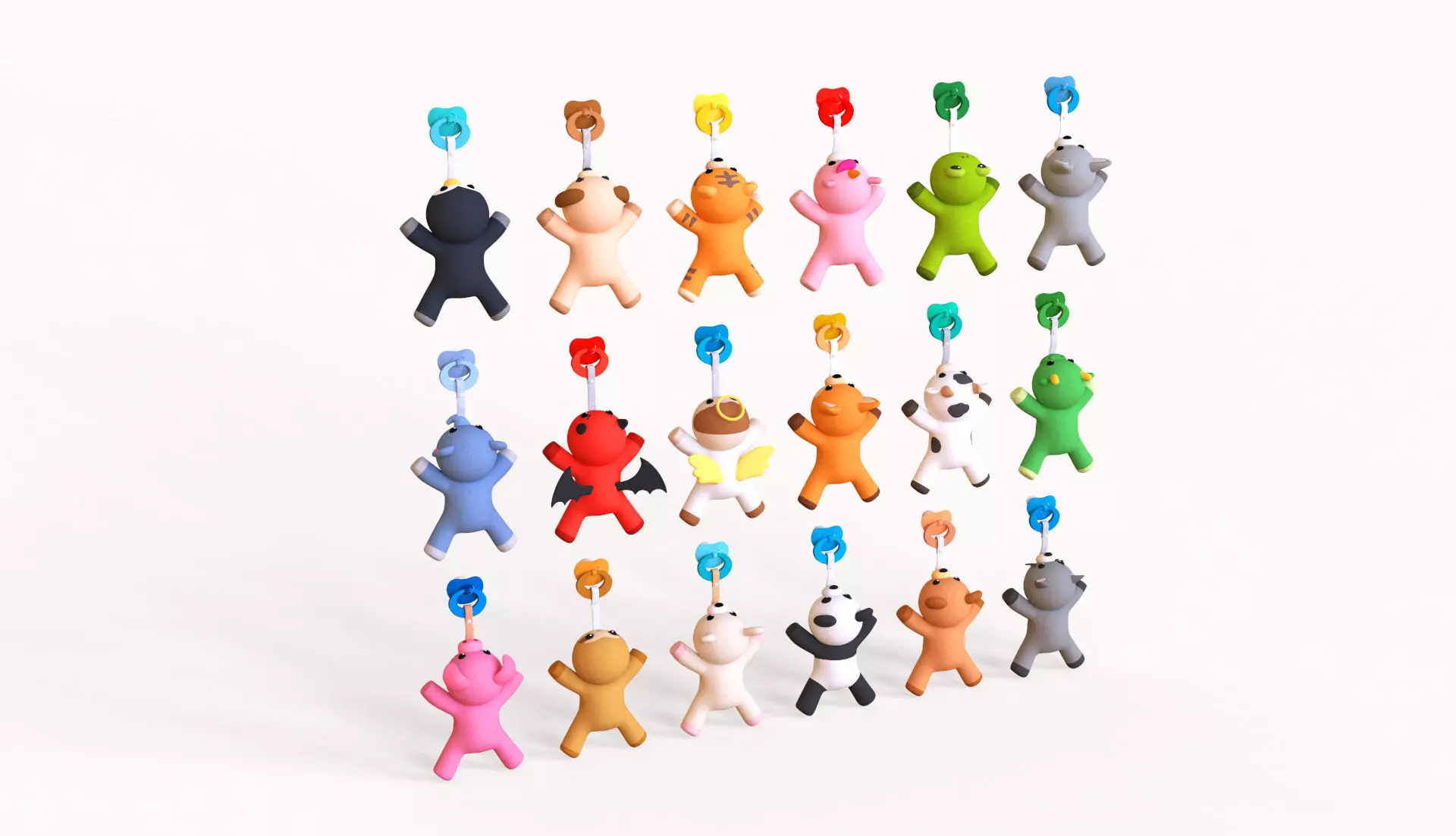 Binkies aka Pacifiers Pack 01 Low-poly 3D model_2