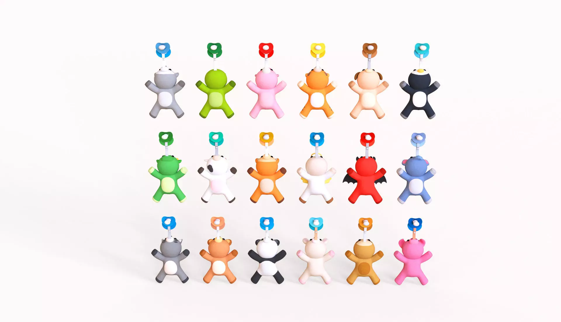 Binkies aka Pacifiers Pack 01 Low-poly 3D model_4