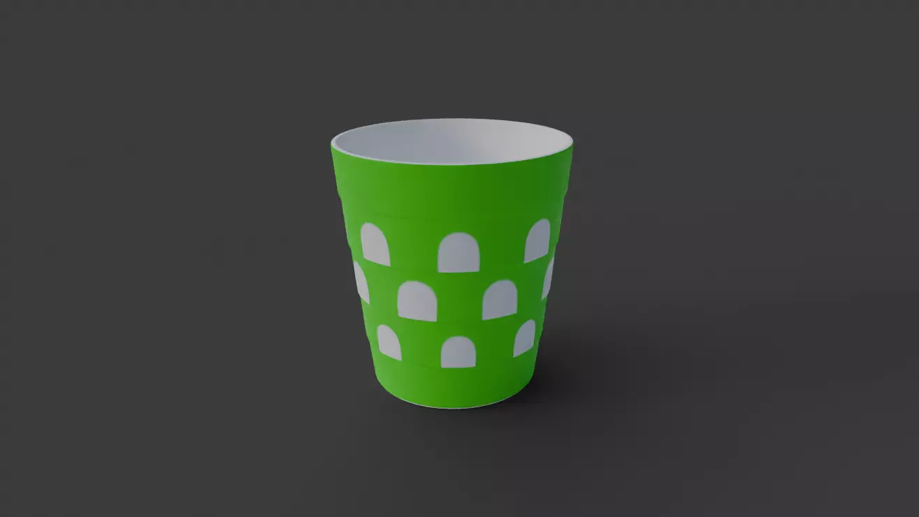 Green Plastic Cup Low-poly 3D model_1