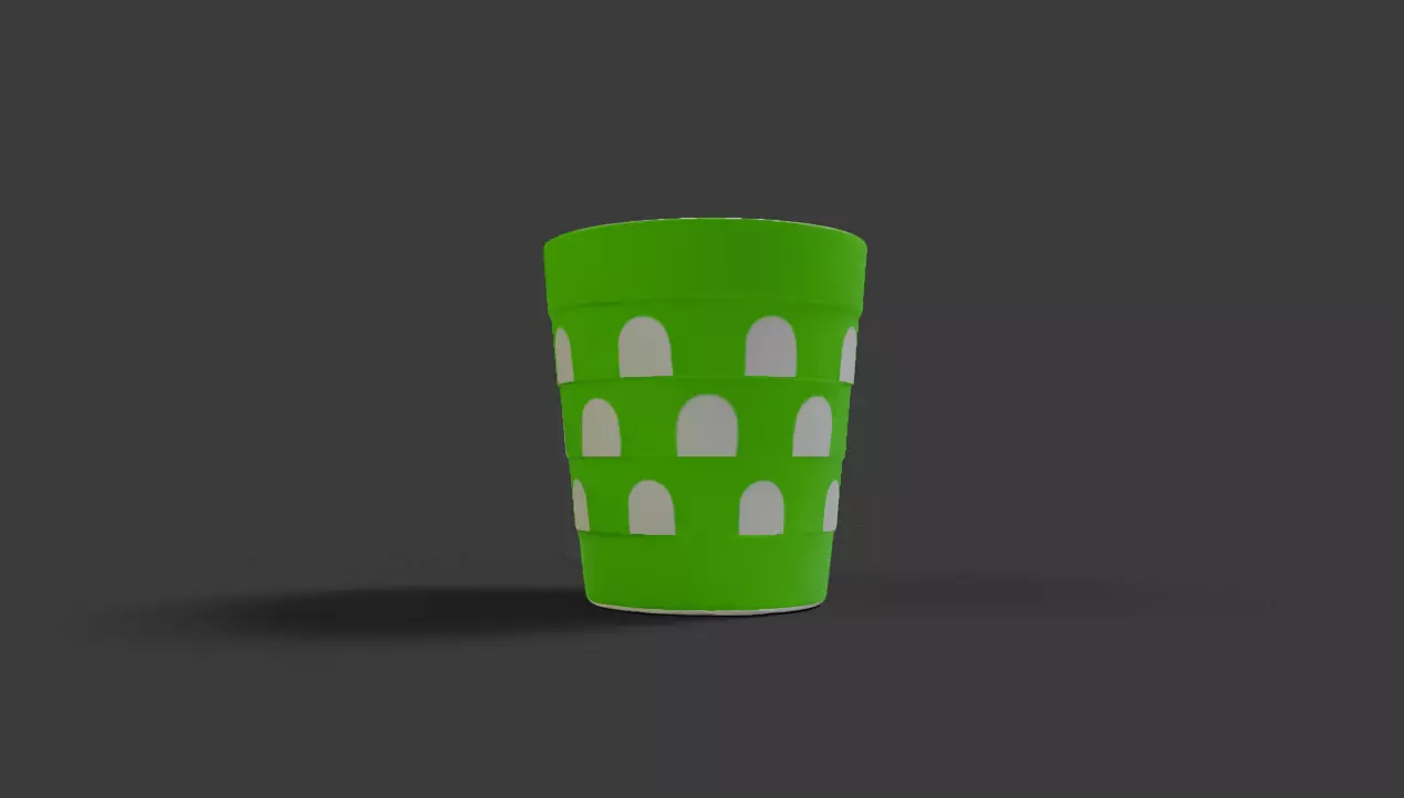 Green Plastic Cup Low-poly 3D model_4