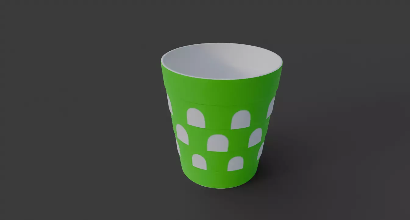 Green Plastic Cup Low-poly 3D model_0