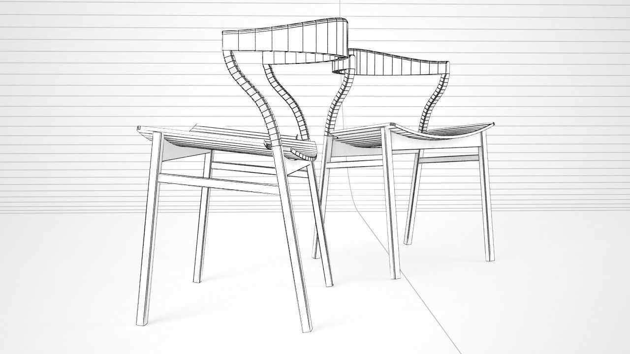 Scandinavian wood dining room chair  3D model_4