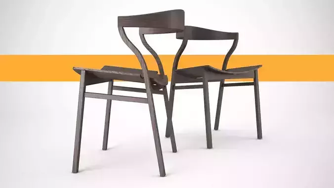 Scandinavian wood dining room chair  3D model