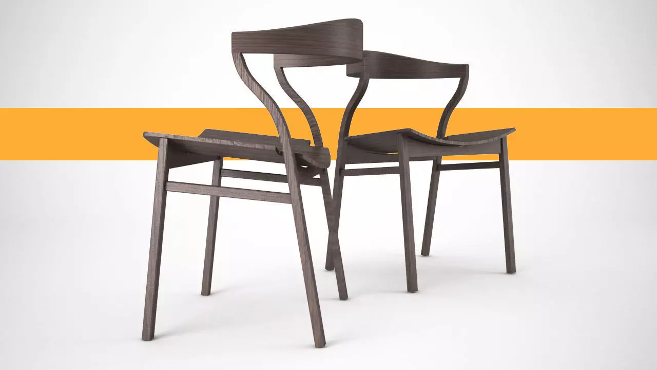 Scandinavian wood dining room chair  3D model_0