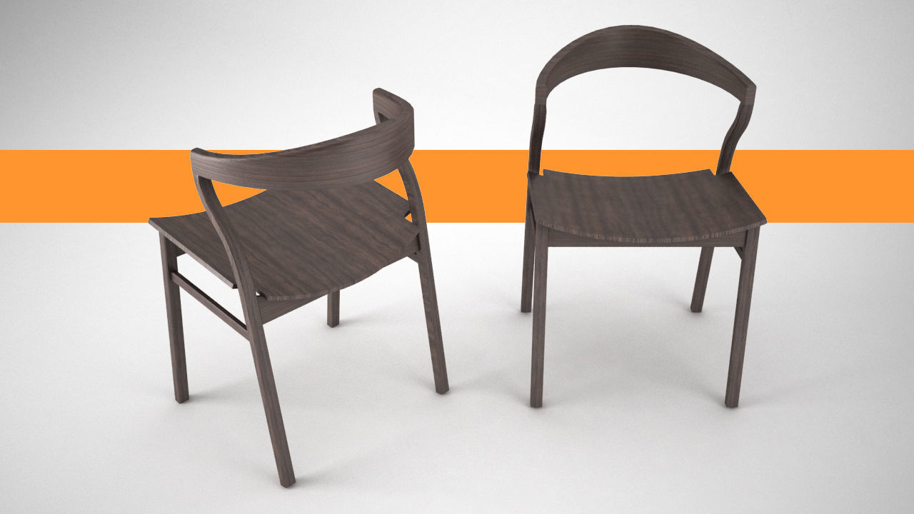 Scandinavian wood dining room chair  3D model_2