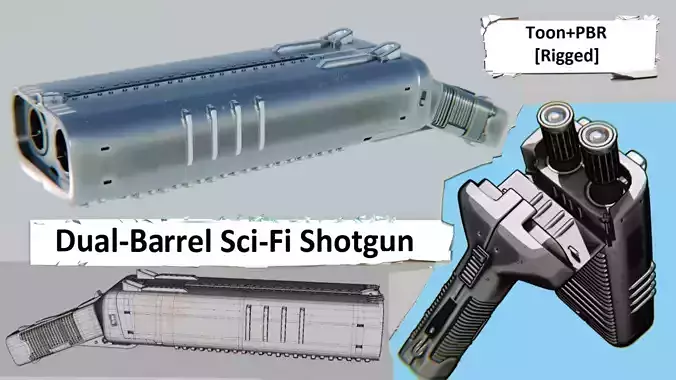 Dual Barrel SciFi Shotgun