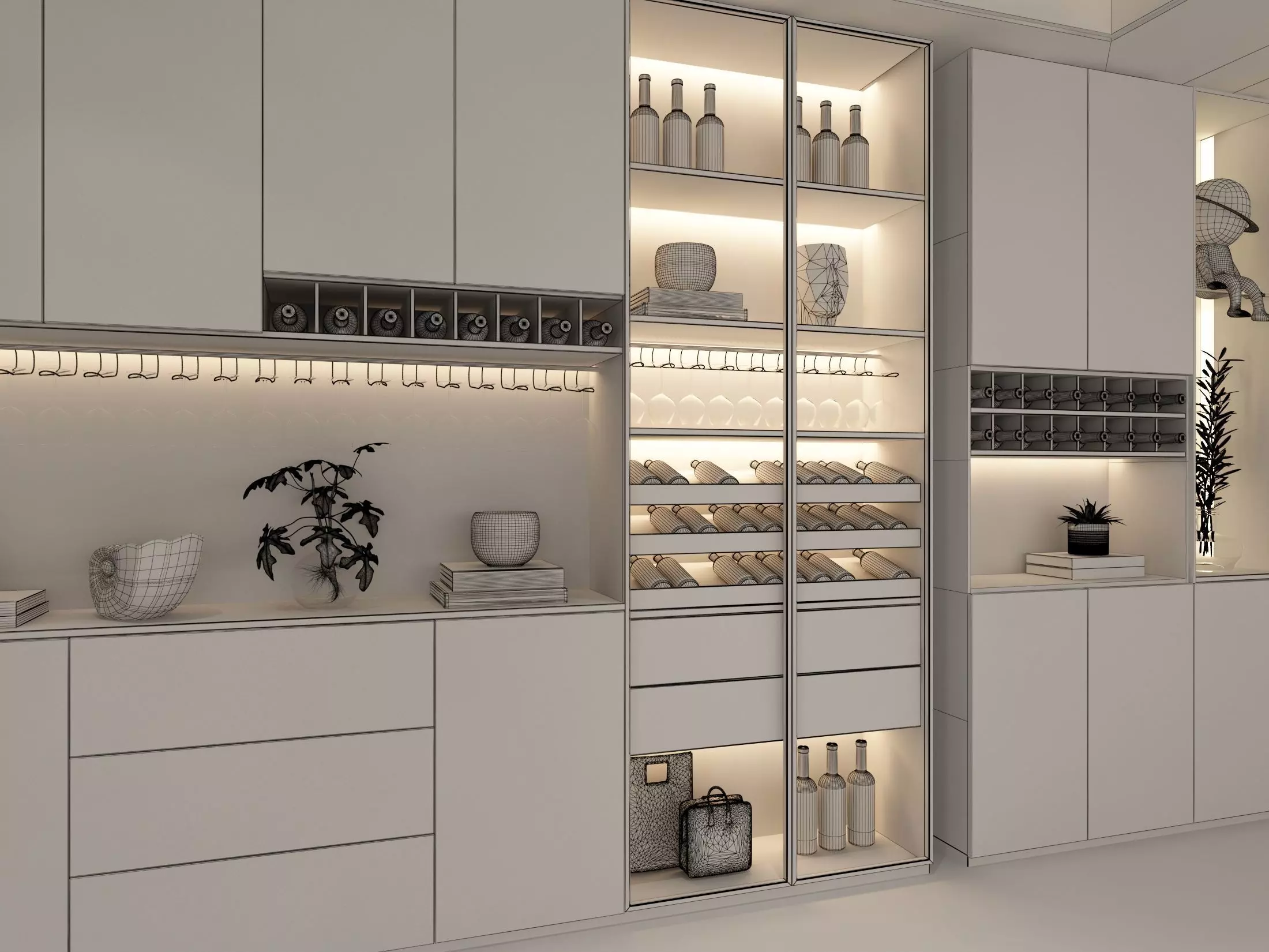 Wine cabinet Rack Cellar 3D model_7
