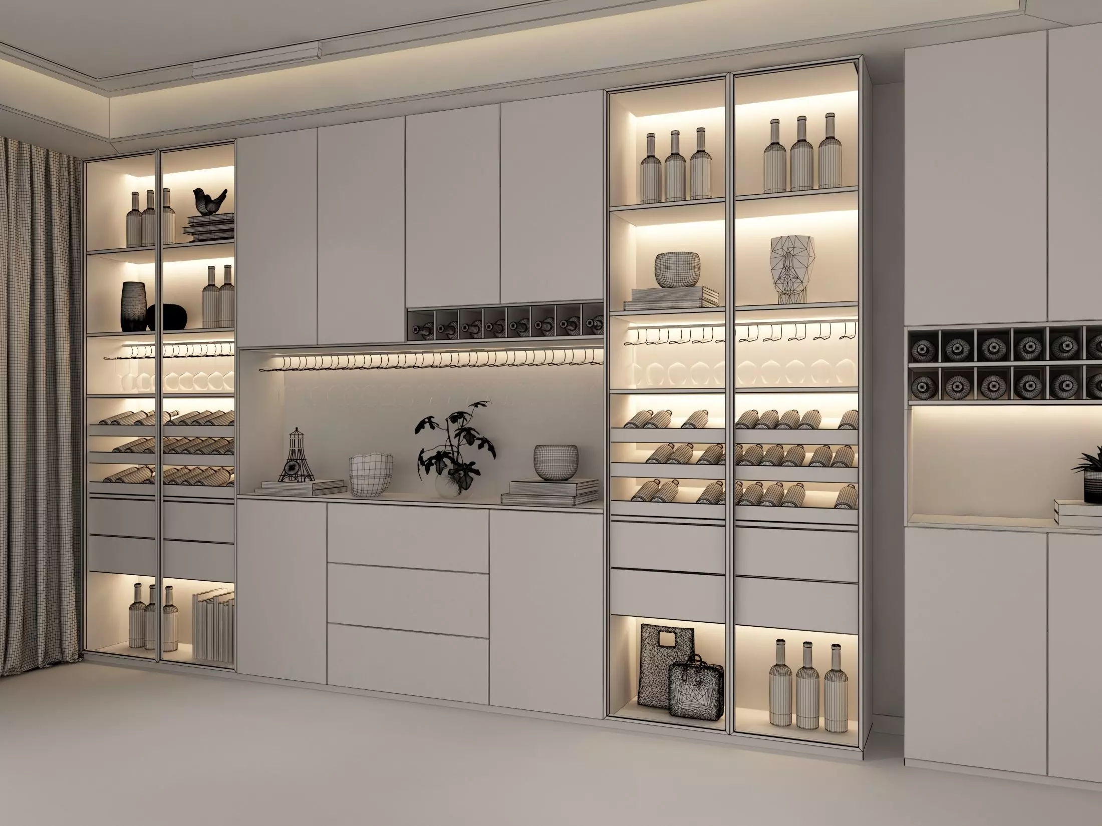 Wine cabinet Rack Cellar 3D model_6