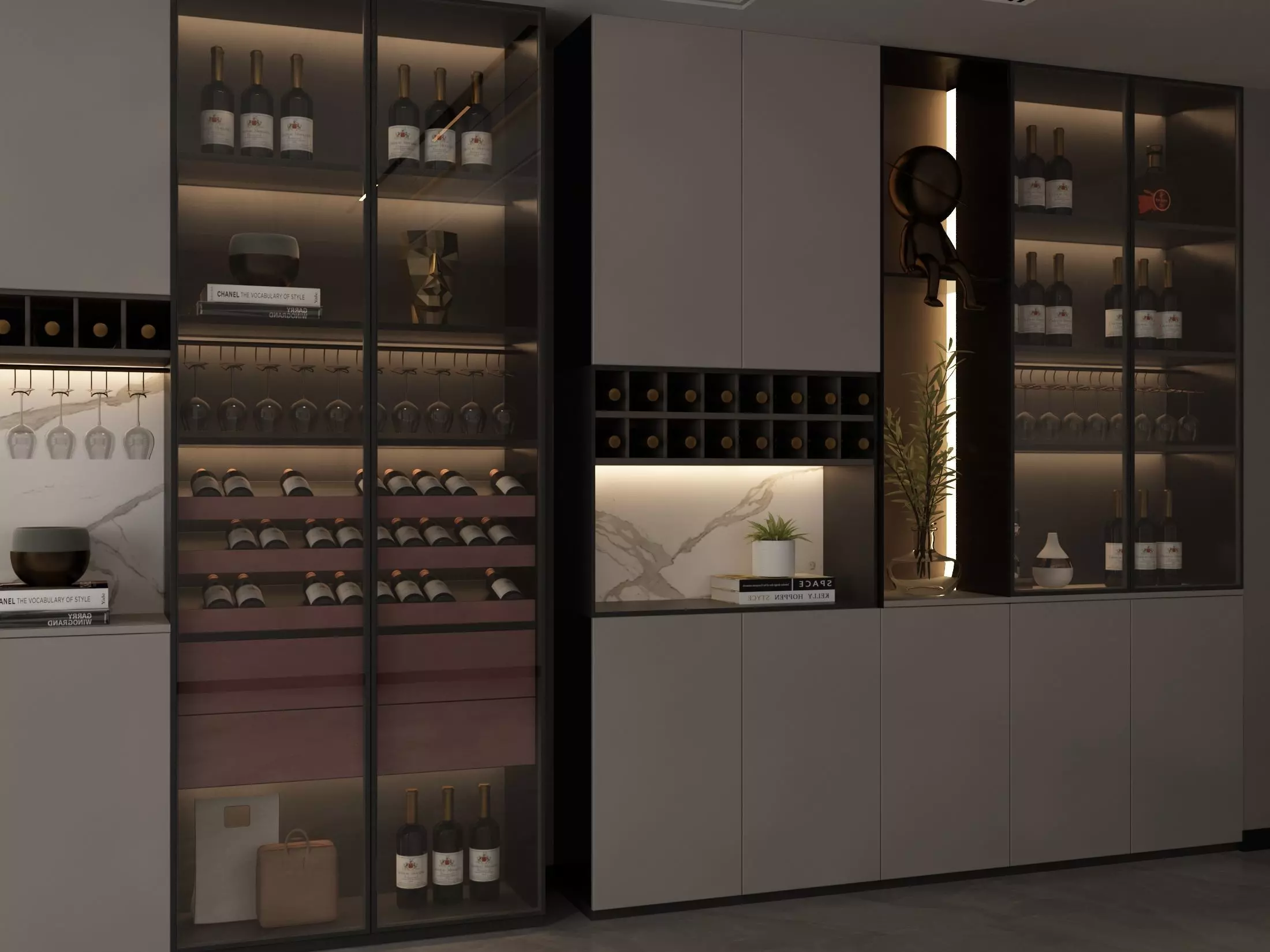 Wine cabinet Rack Cellar 3D model_4