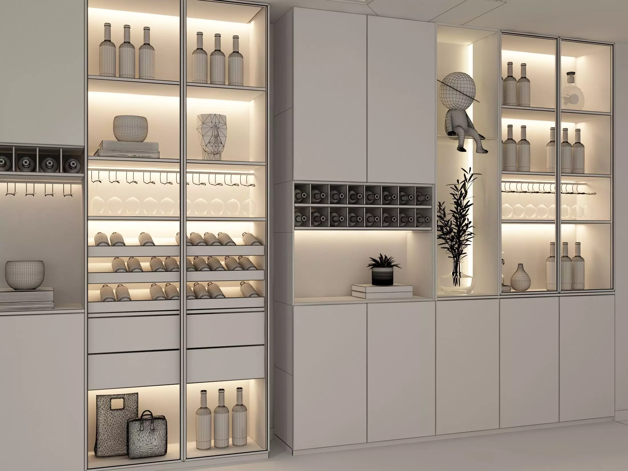 Wine cabinet Rack Cellar 3D model_8