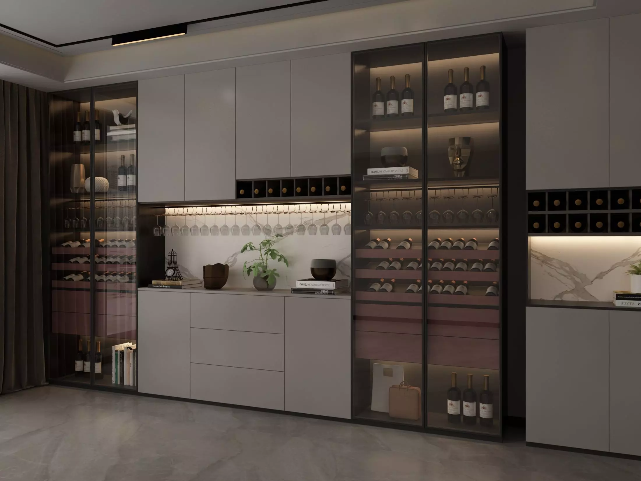 Wine cabinet Rack Cellar 3D model_1