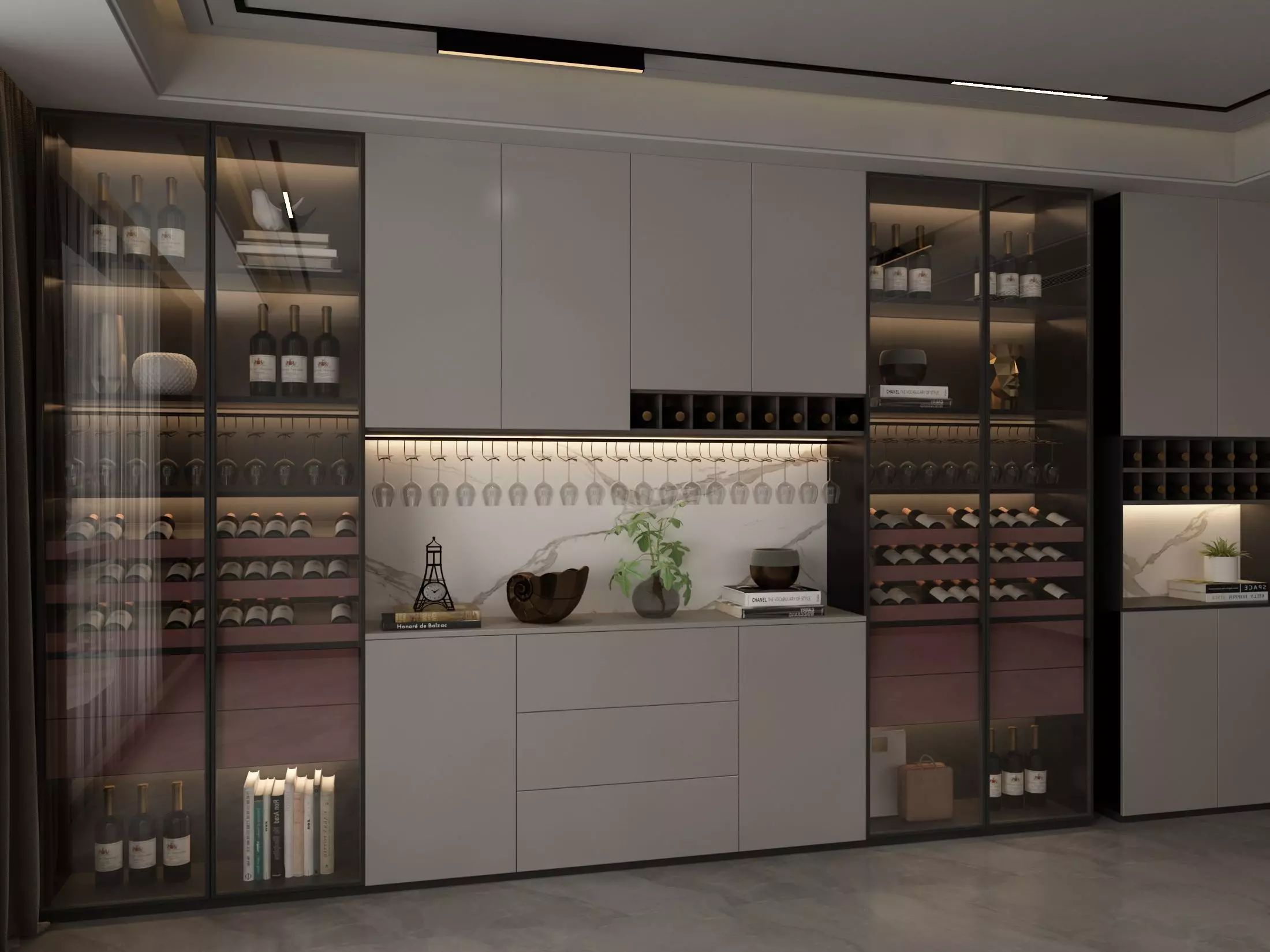 Wine cabinet Rack Cellar 3D model_2