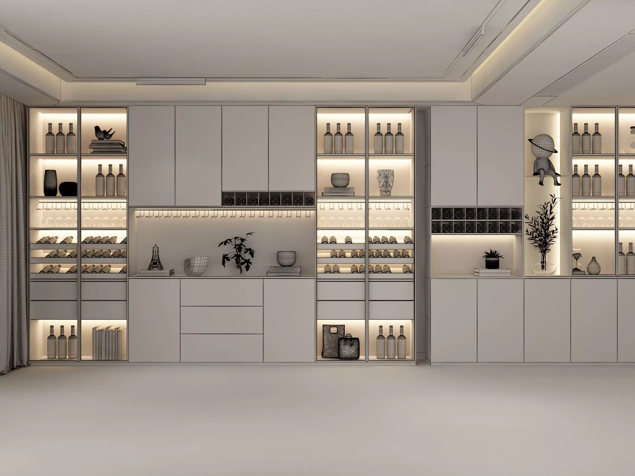 Wine cabinet Rack Cellar 3D model_5