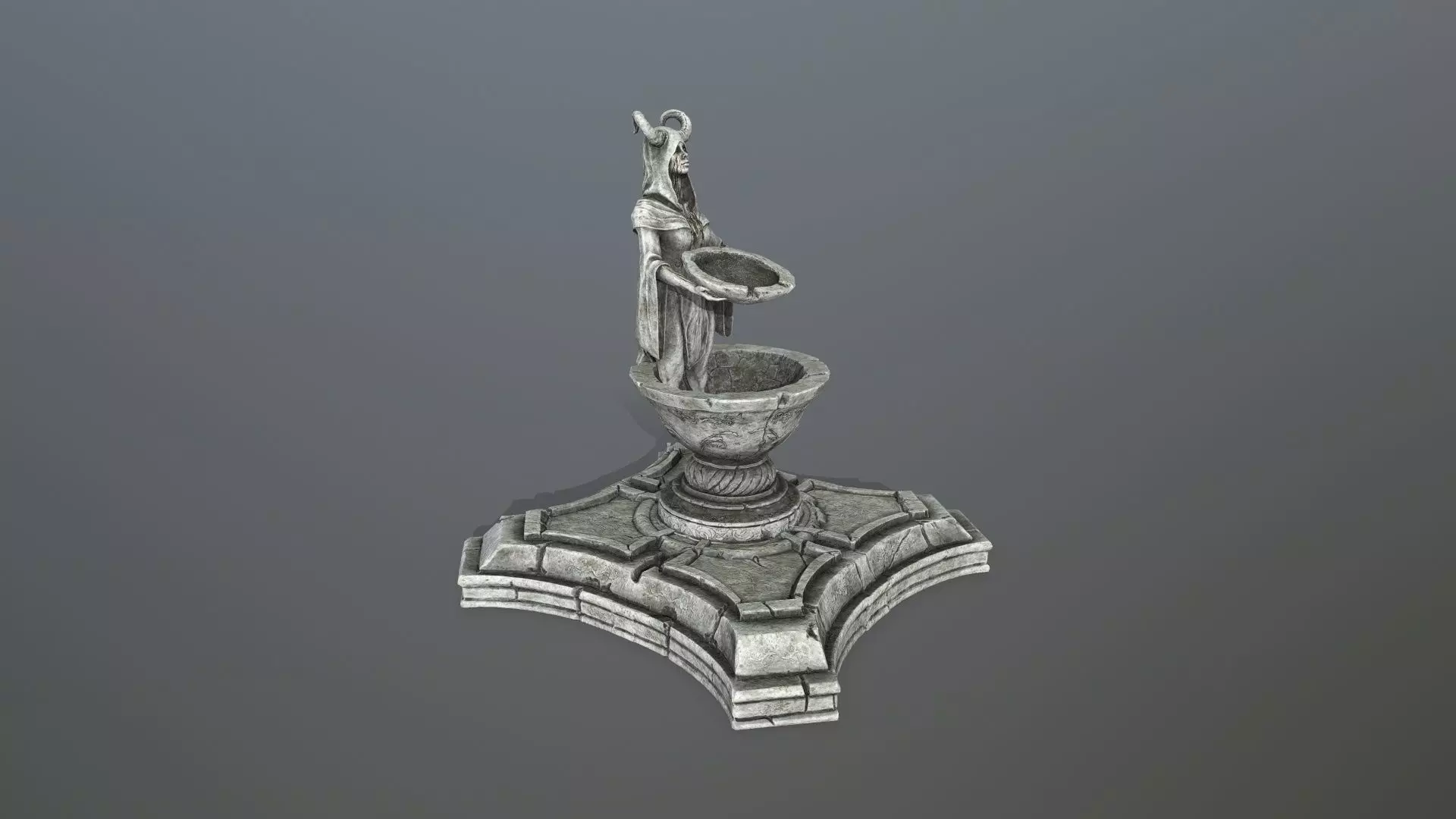 angel fountain  Low-poly 3D model_10