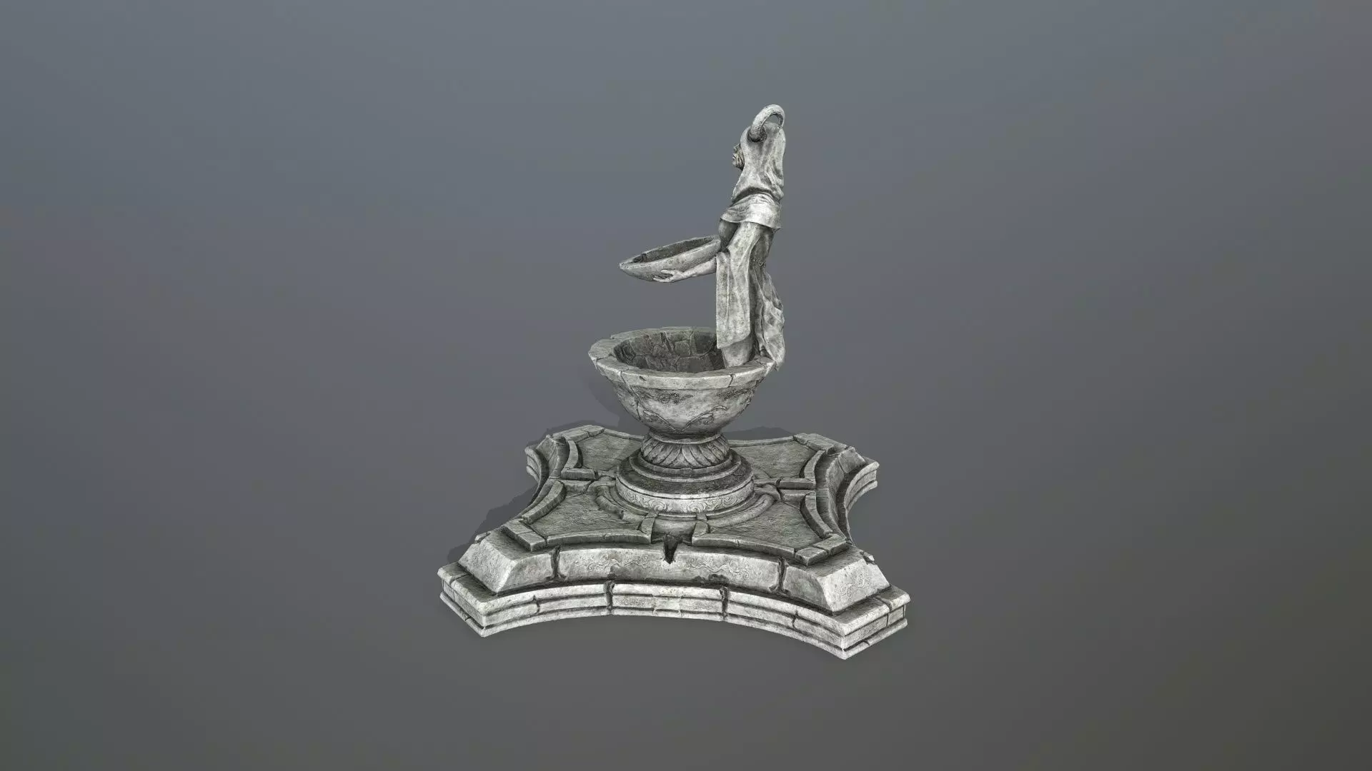 angel fountain  Low-poly 3D model_7