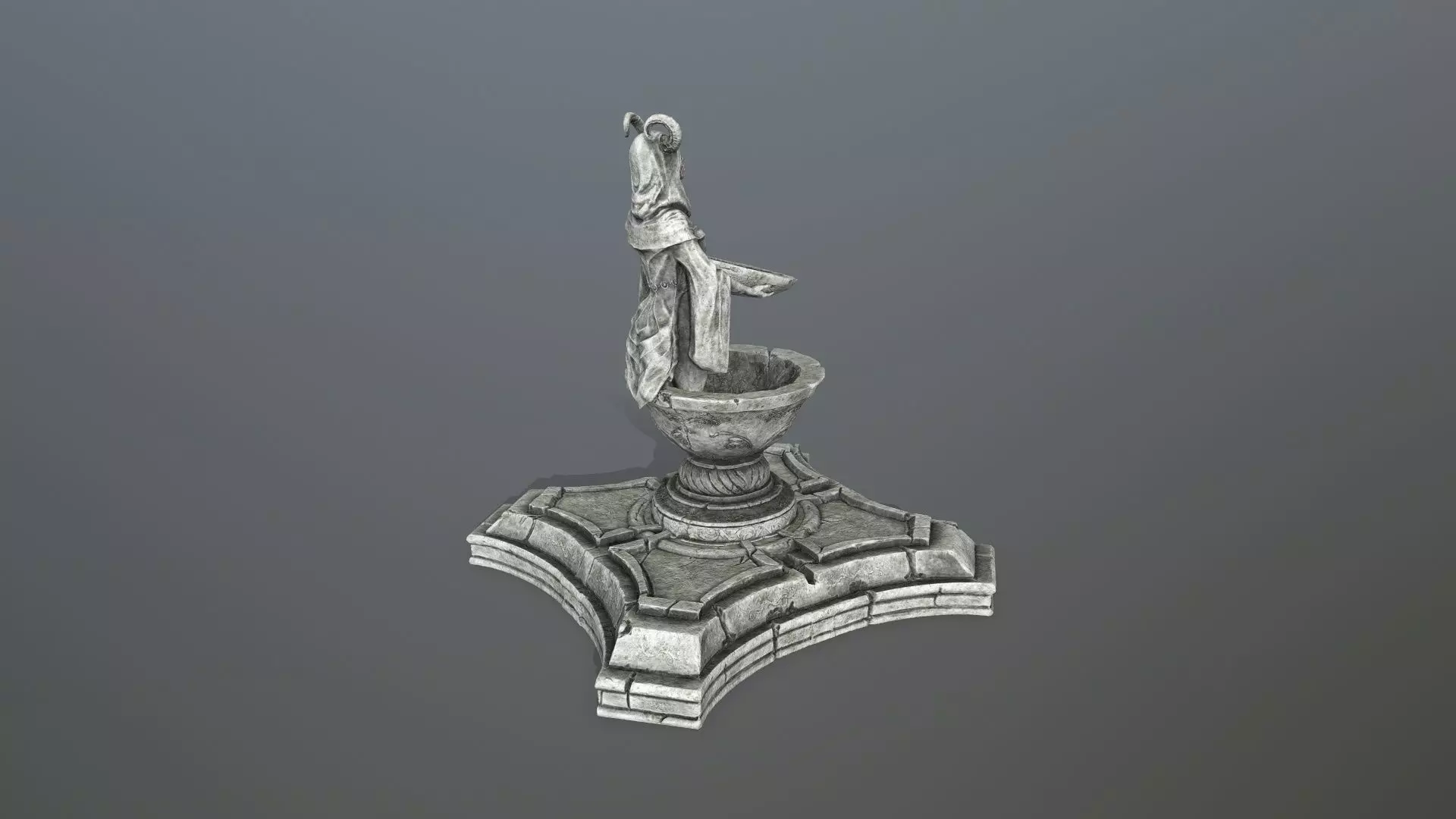 angel fountain  Low-poly 3D model_9