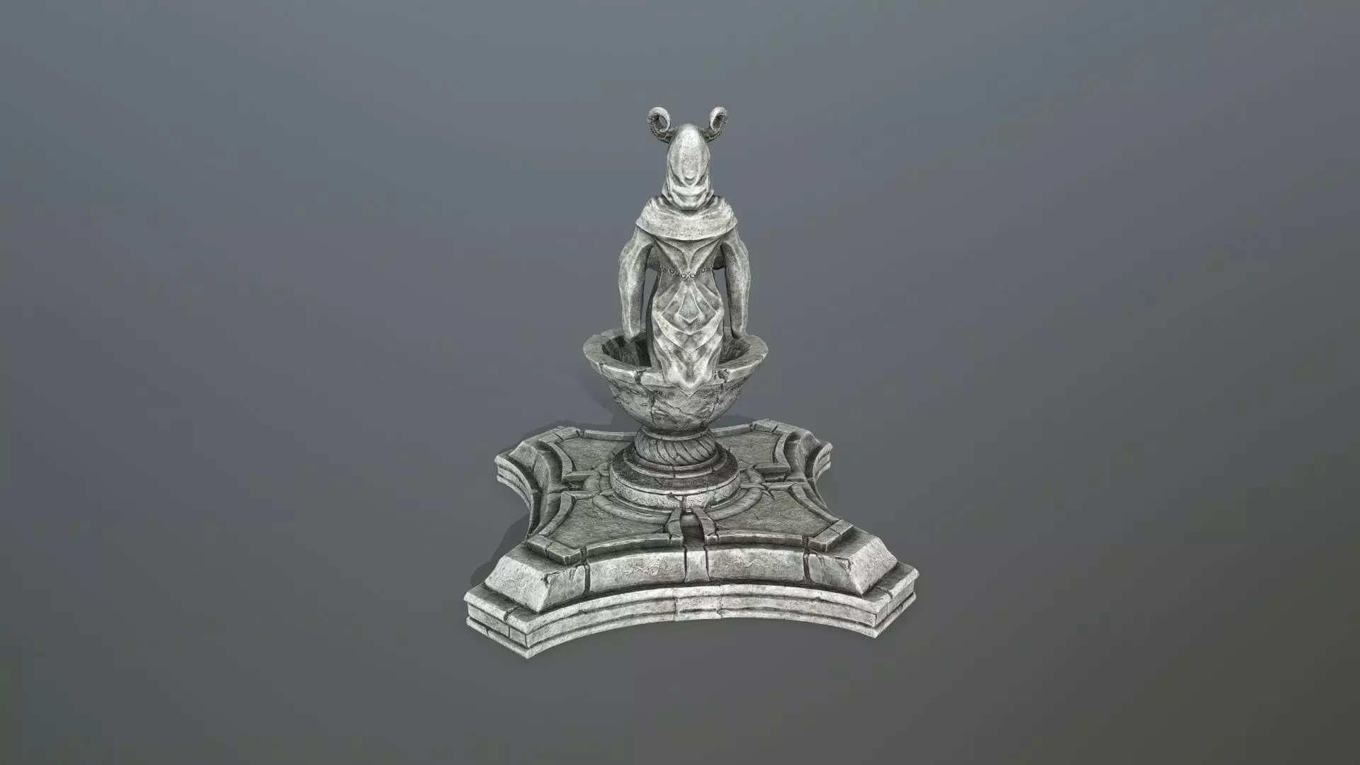 angel fountain  Low-poly 3D model_8