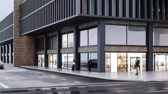 Storefront Realistic Shopping Mall Exterior 3D model