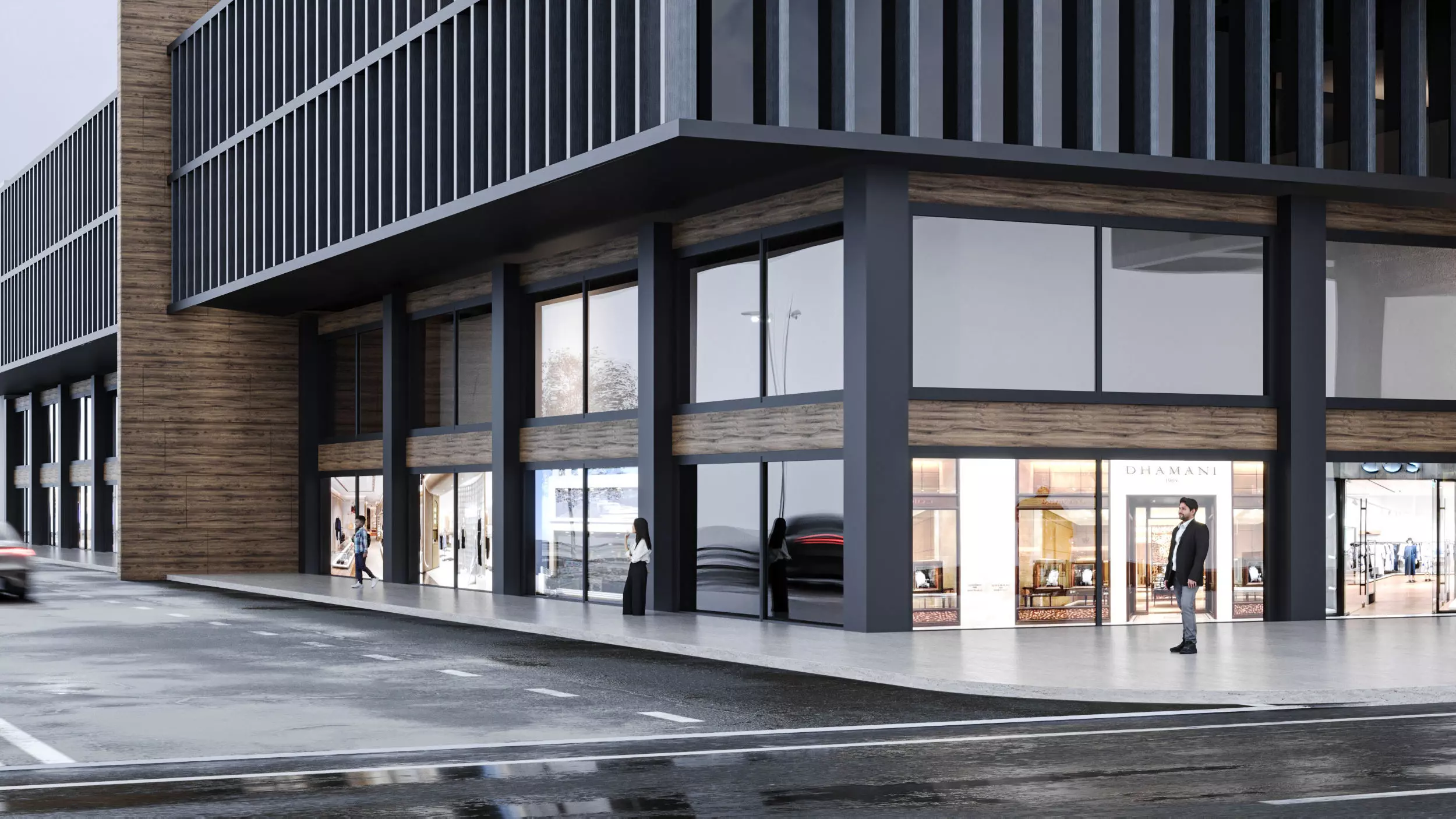 Storefront Realistic Shopping Mall Exterior 3D model_0