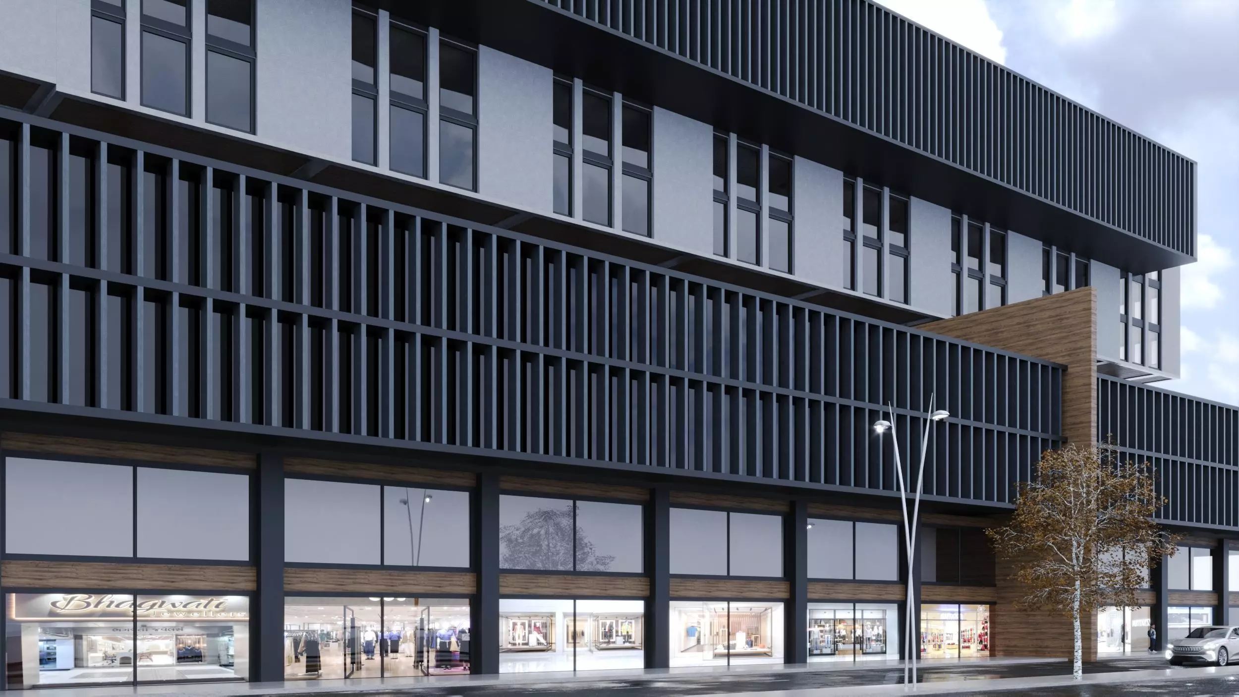 Storefront Realistic Shopping Mall Exterior 3D model_4