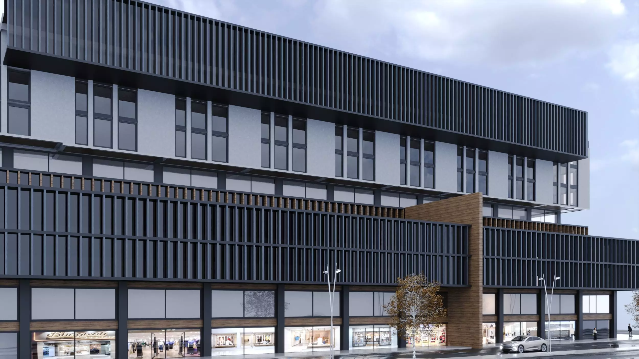 Storefront Realistic Shopping Mall Exterior 3D model_8