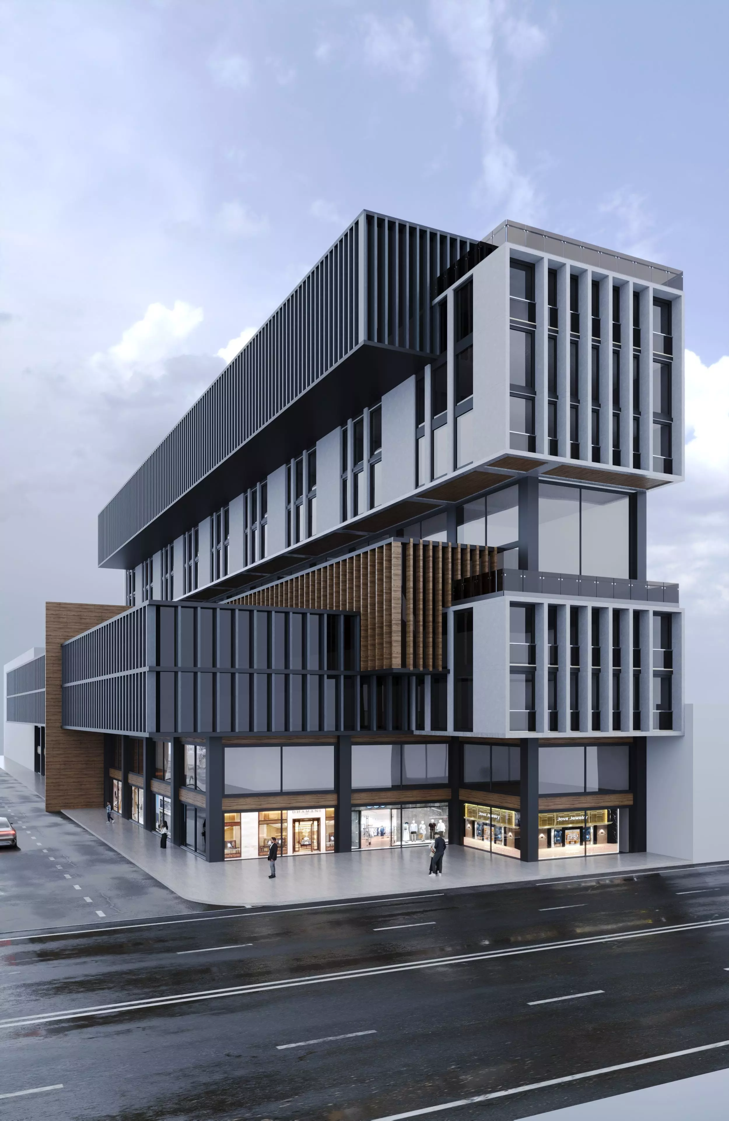 Storefront Realistic Shopping Mall Exterior 3D model_3