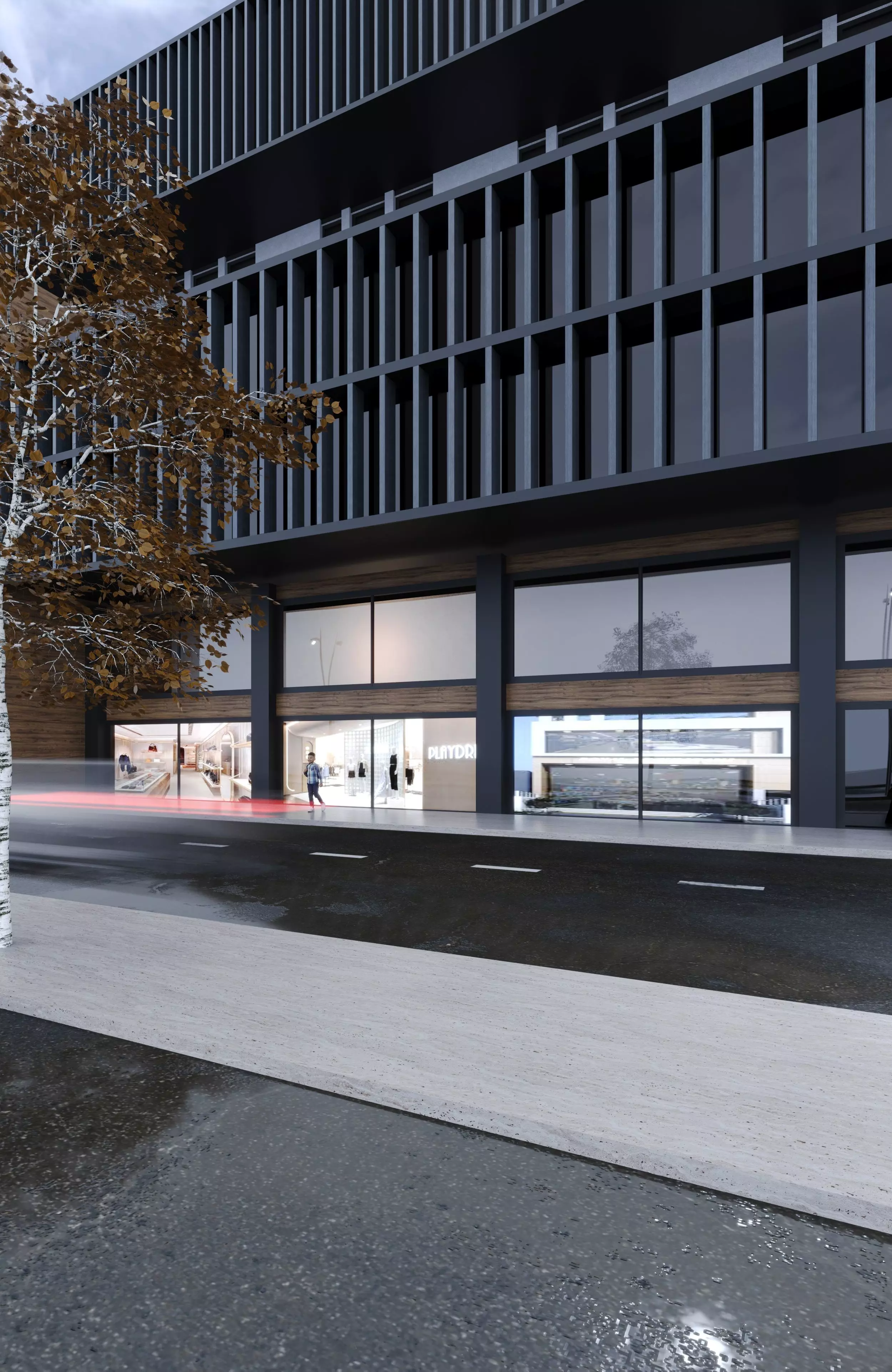 Storefront Realistic Shopping Mall Exterior 3D model_7