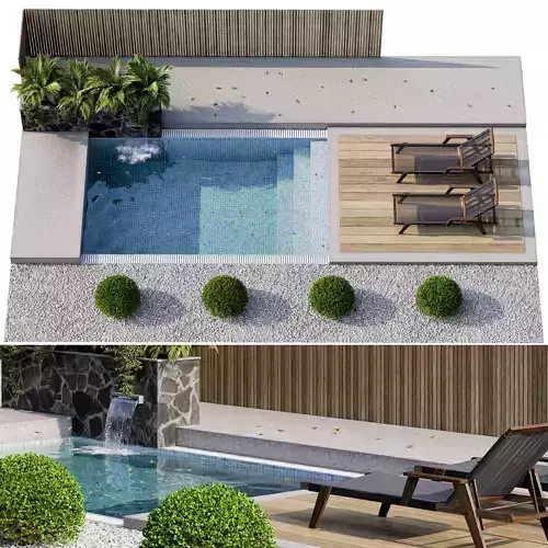 Backyard and Landscape with Pool 09