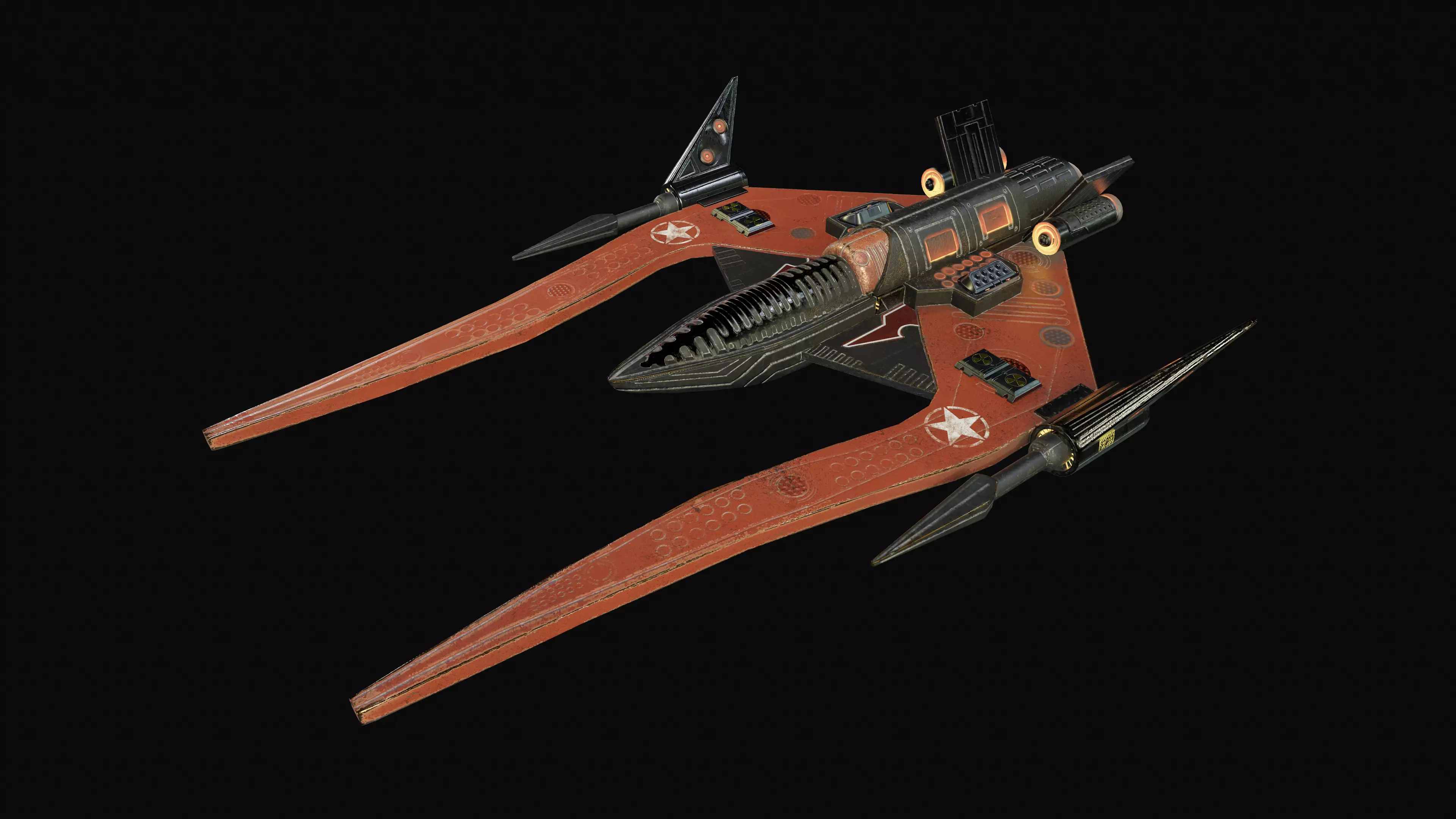 spaceship fighter Low-poly 3D model_3