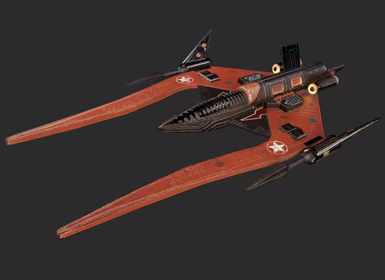 spaceship fighter Low-poly 3D model_0