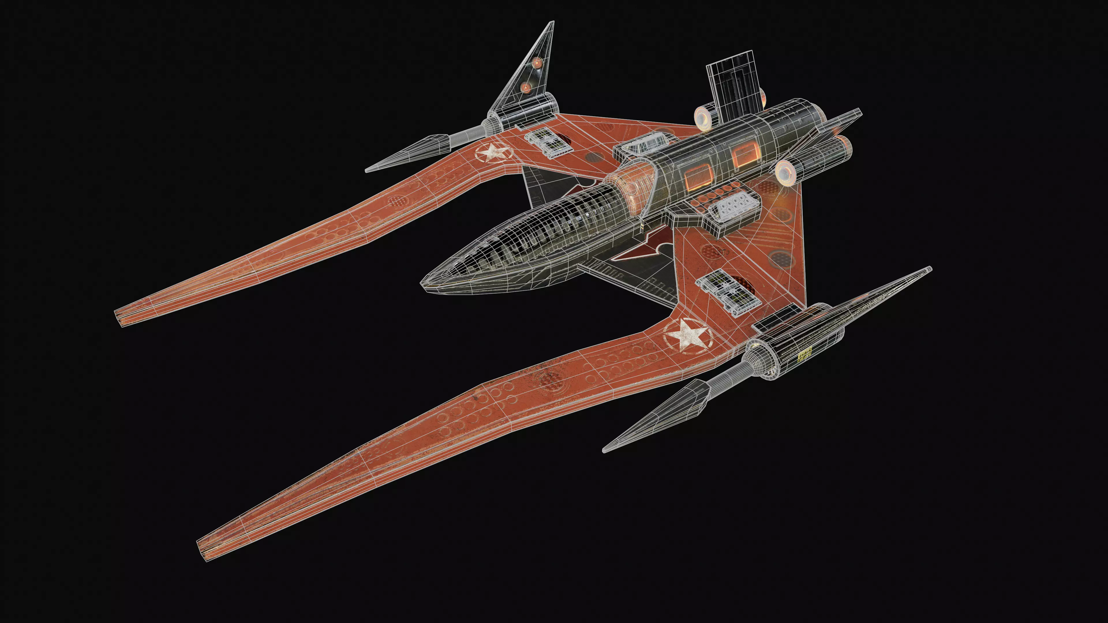 spaceship fighter Low-poly 3D model_10