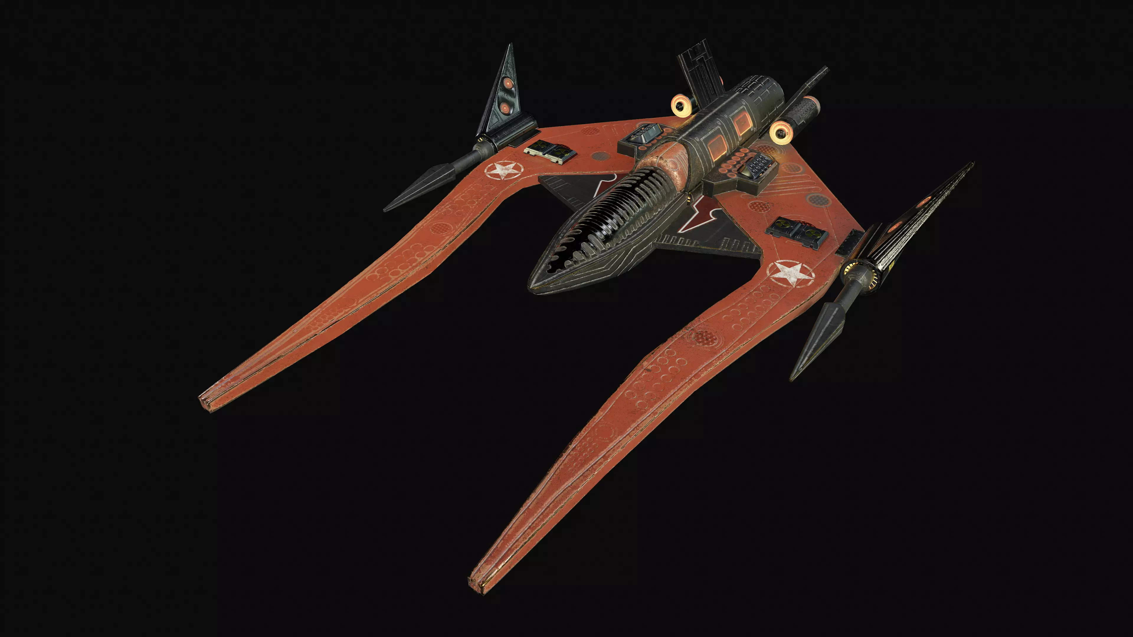 spaceship fighter Low-poly 3D model_4