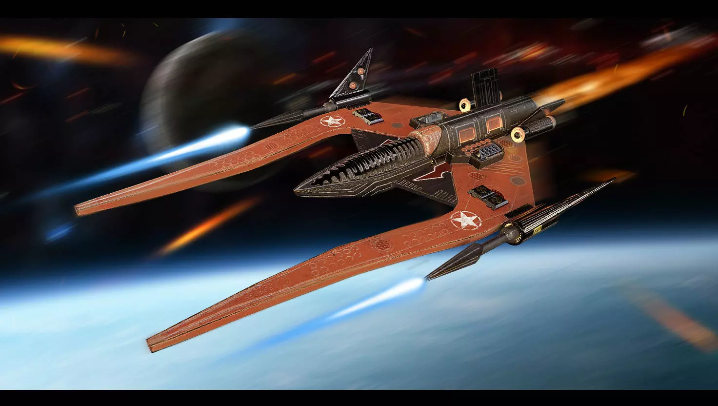 spaceship fighter Low-poly 3D model_2