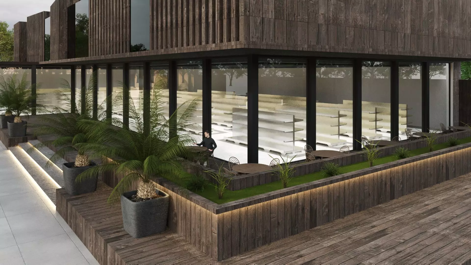 Modern Small Scale Shopping Mall Exterior Market 3D model_18