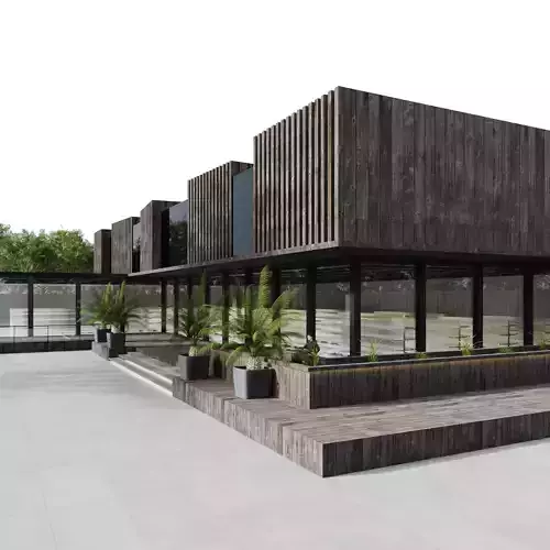 Modern Small Scale Shopping Mall Exterior Market  3D model