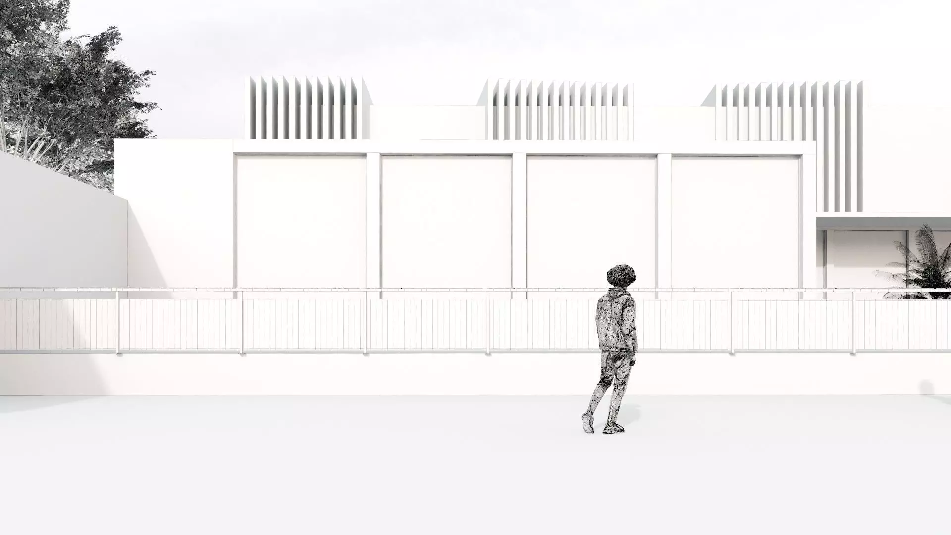 Modern Small Scale Shopping Mall Exterior Market 3D model_5