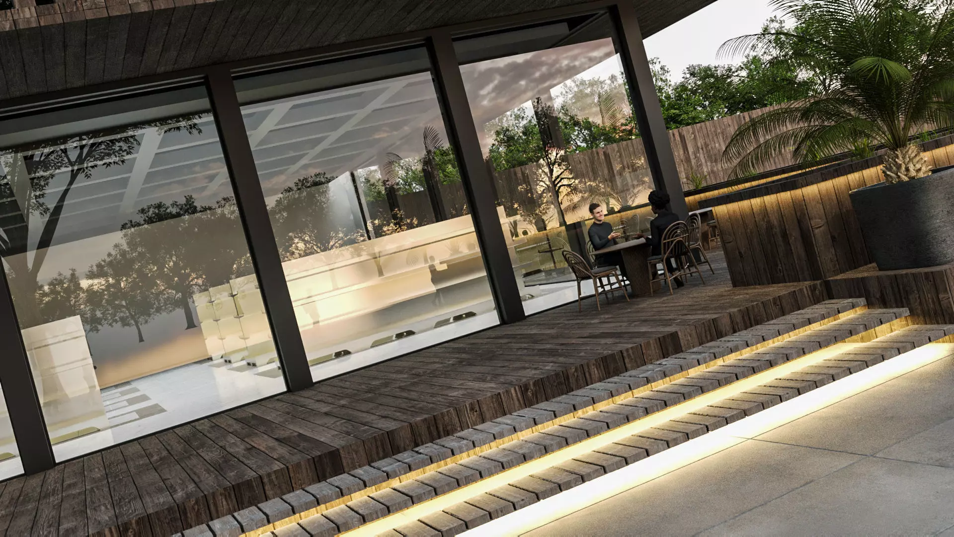 Modern Small Scale Shopping Mall Exterior Market 3D model_12