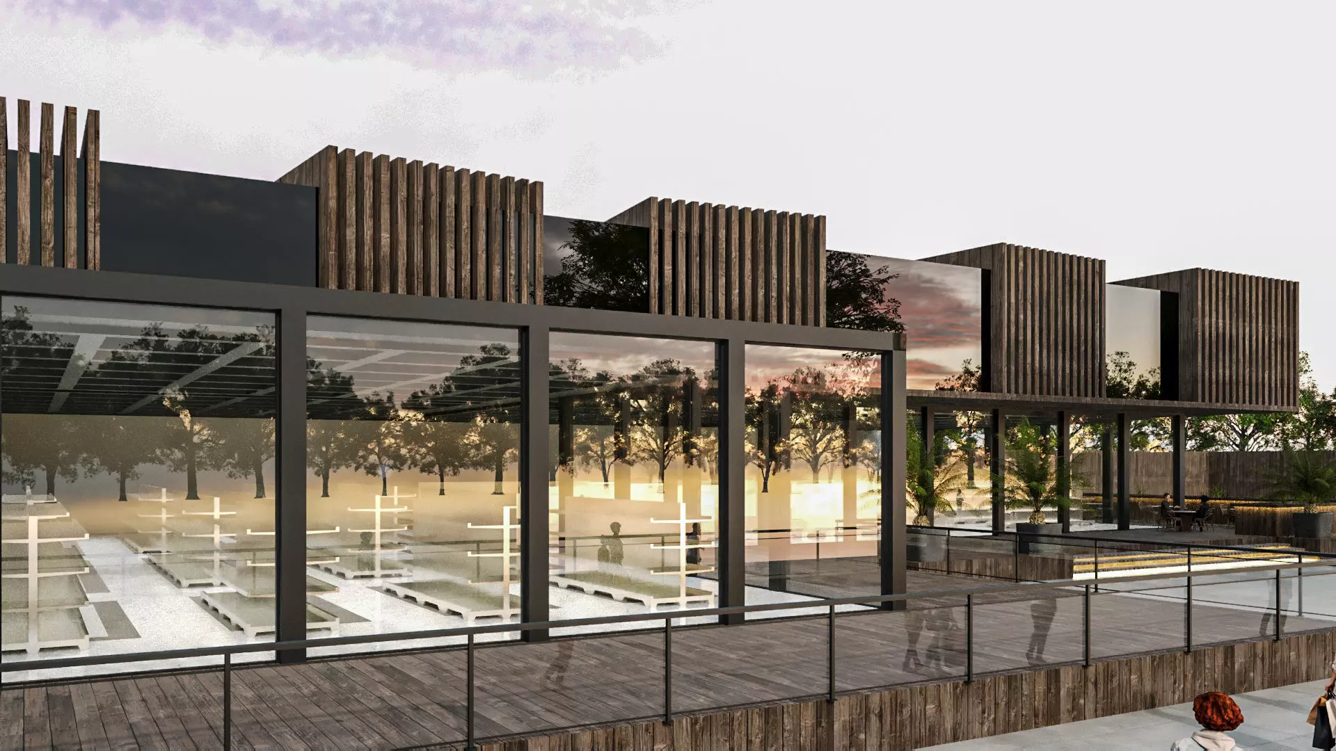 Modern Small Scale Shopping Mall Exterior Market 3D model_10