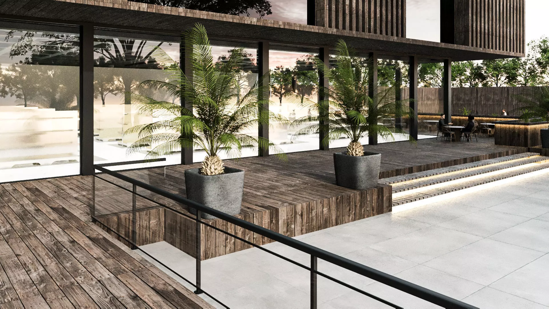 Modern Small Scale Shopping Mall Exterior Market 3D model_2