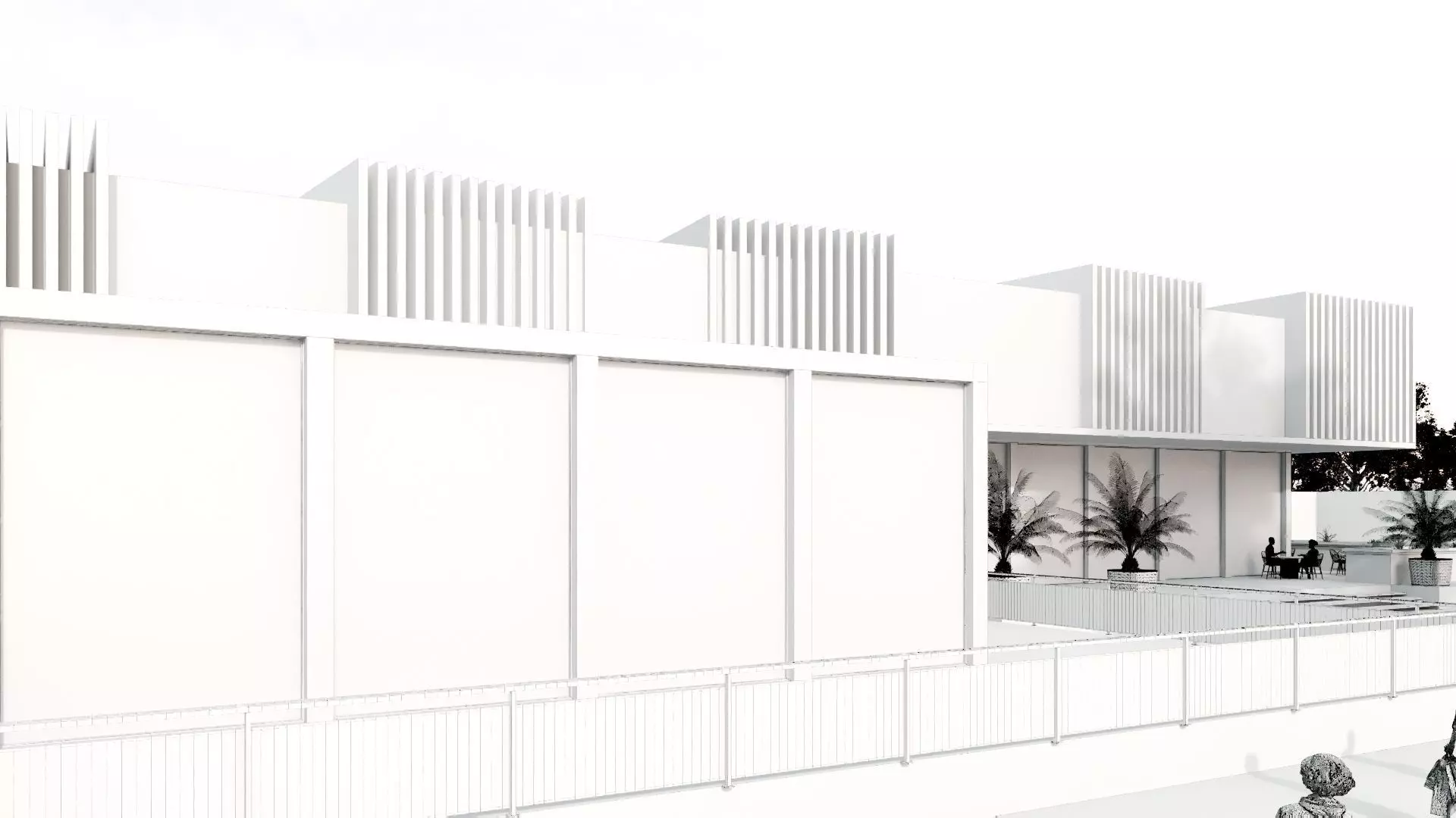 Modern Small Scale Shopping Mall Exterior Market 3D model_11