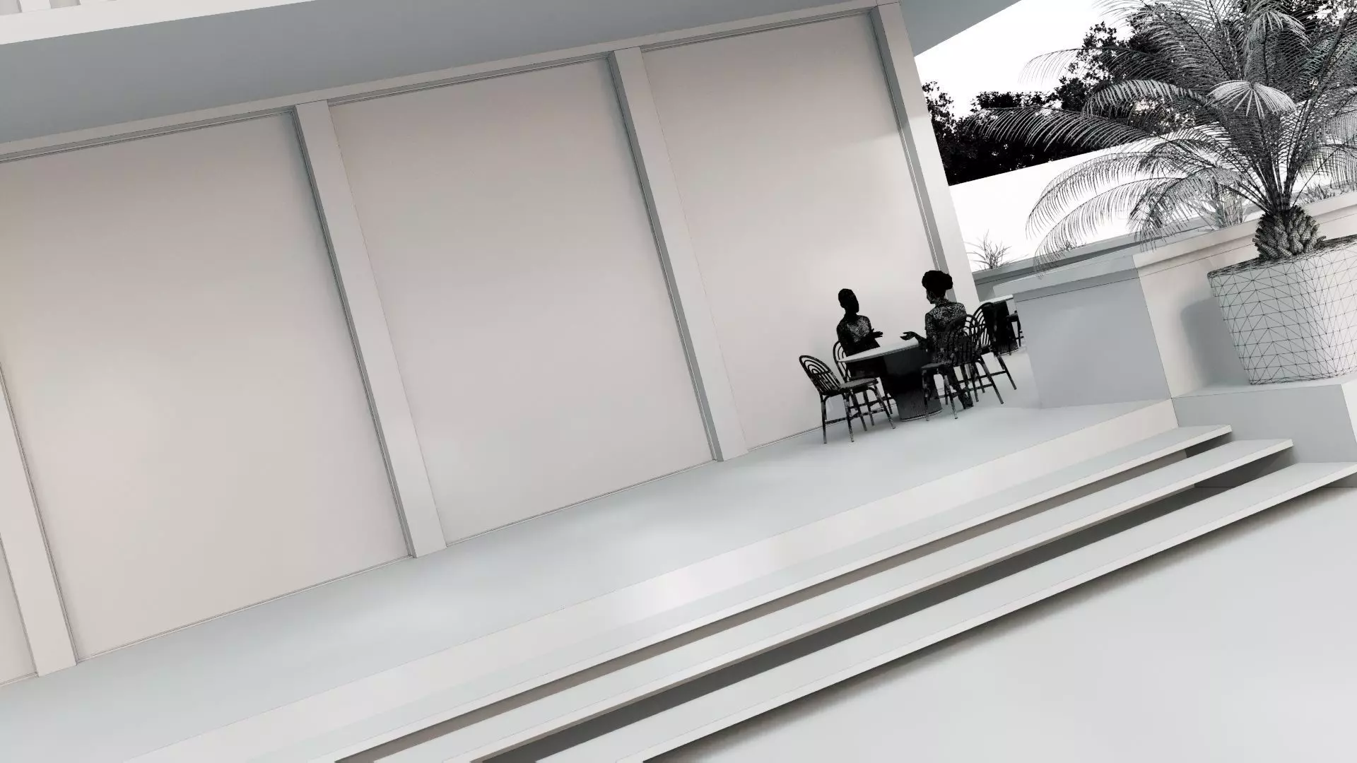 Modern Small Scale Shopping Mall Exterior Market 3D model_13