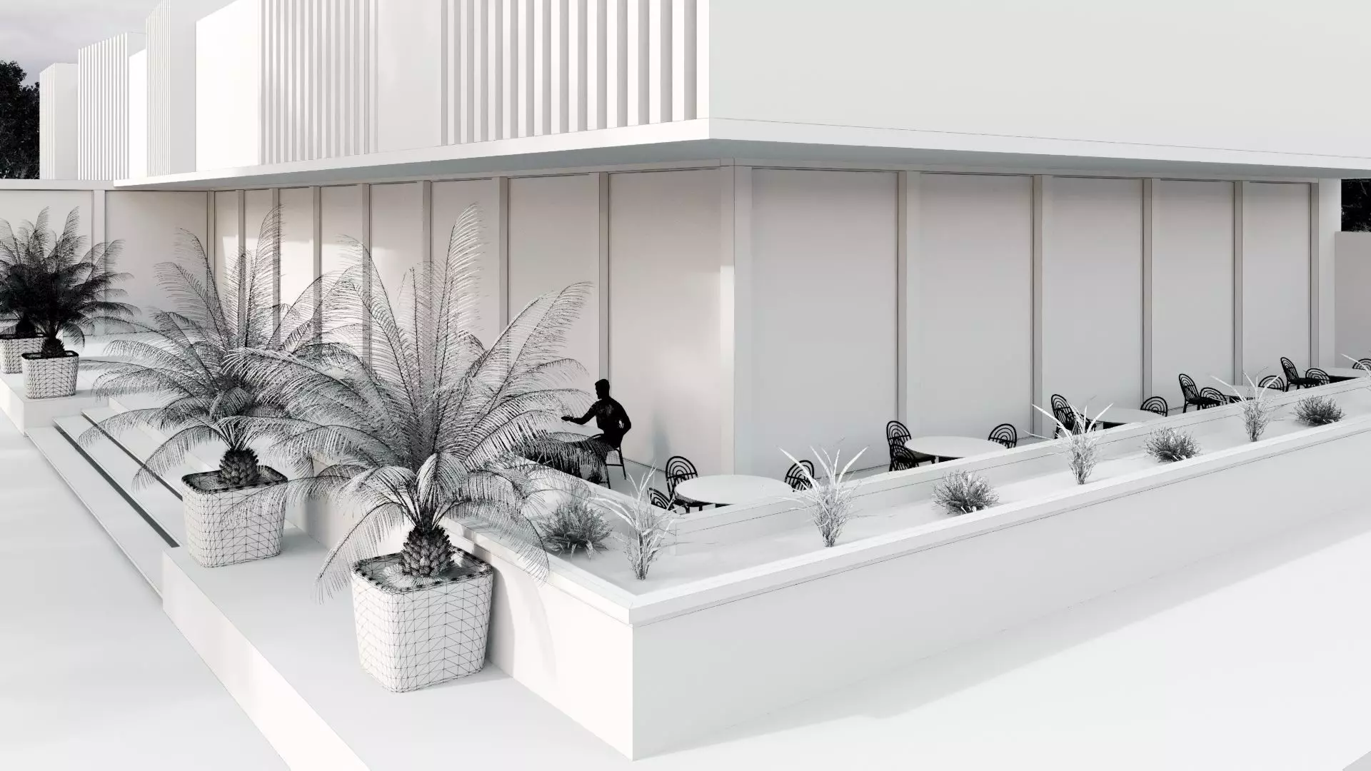 Modern Small Scale Shopping Mall Exterior Market 3D model_19