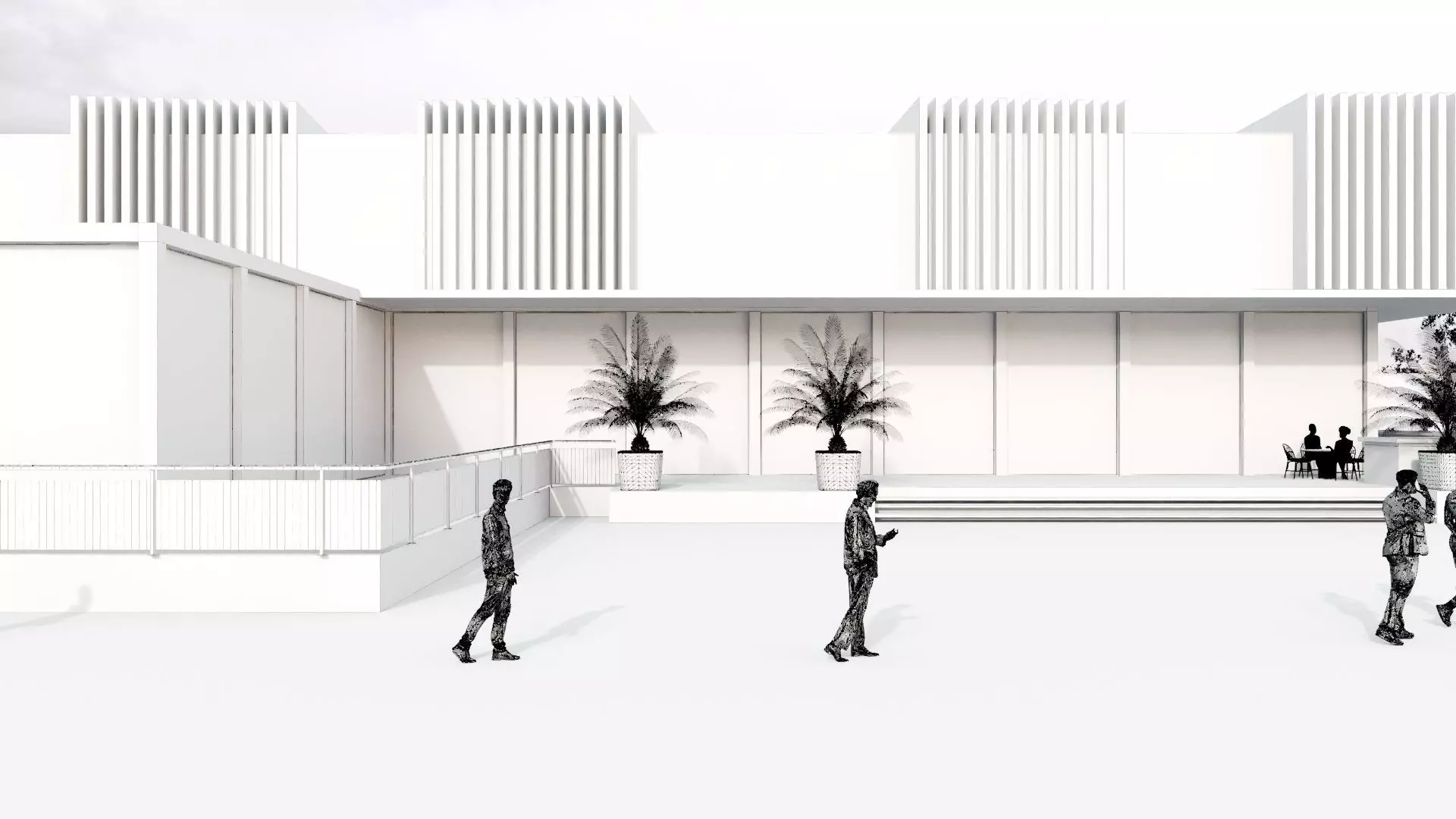 Modern Small Scale Shopping Mall Exterior Market 3D model_17