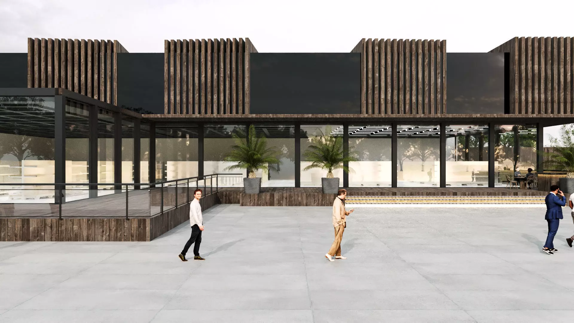 Modern Small Scale Shopping Mall Exterior Market 3D model_16