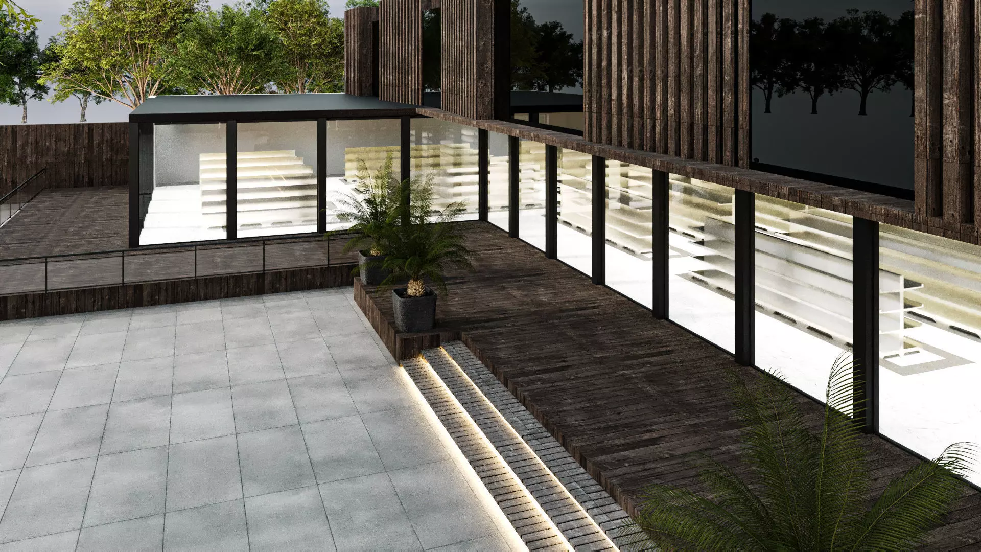 Modern Small Scale Shopping Mall Exterior Market 3D model_3