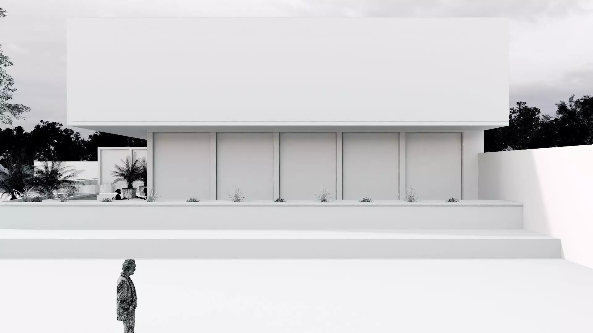 Modern Small Scale Shopping Mall Exterior Market 3D model_15